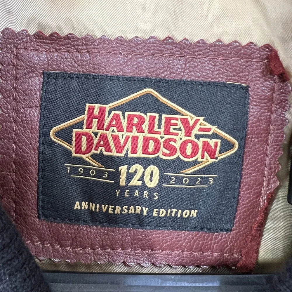 Harley-Davidson 120th Anniversary Leather Jacket 4XL Red Goat Skin‎ Bomber 2023